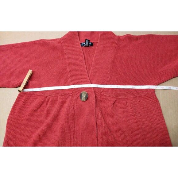Banana Republic Brick Red Cardigan Womens Large Button 60s Style Flare Sweater - Picture 6 of 11